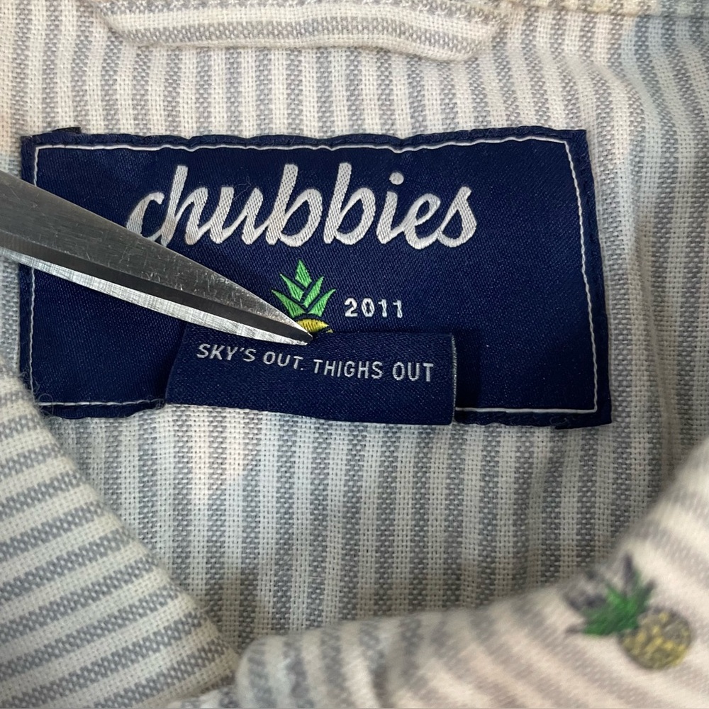 Chubbies The Friday Shirt SS XL Men's White Grey Striped Pineapple Button Down - Picture 13 of 13